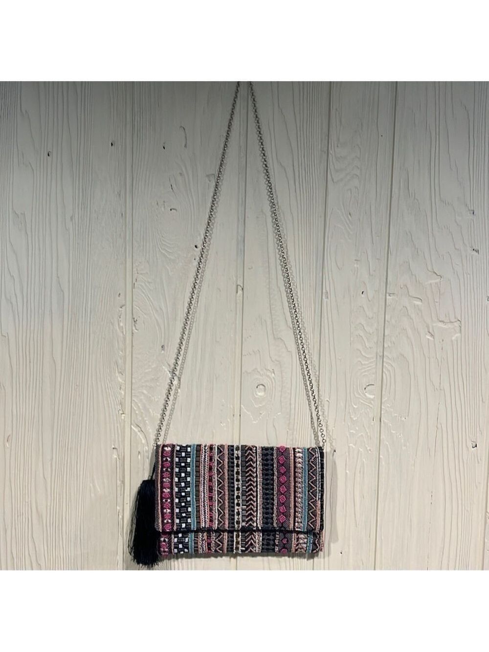 La Sera Franchise Beaded Crossbody Clutch Handbag